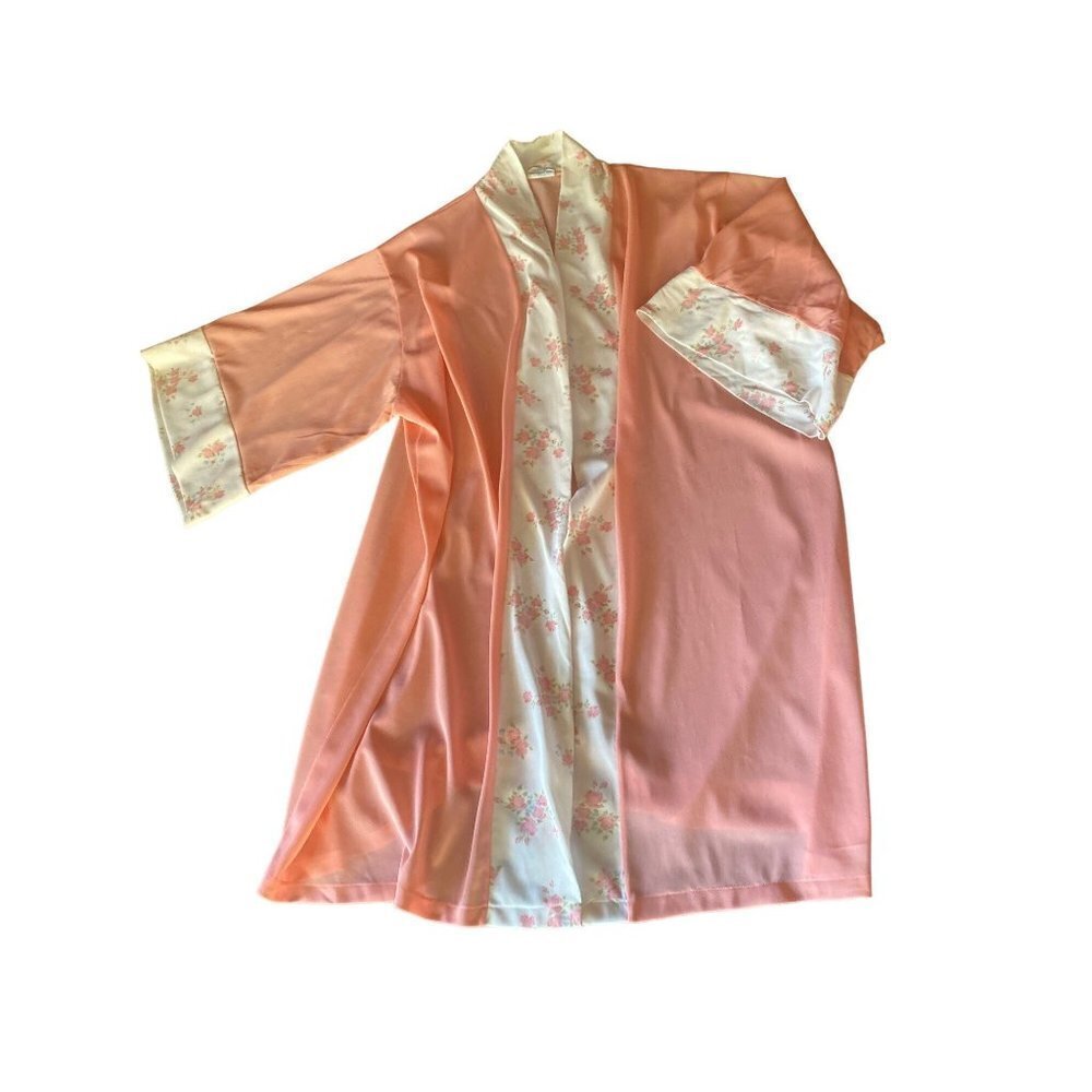 Carol Brent Pink Vintage 1970's Nylon Lounge Topper‎ Kimono Size 36